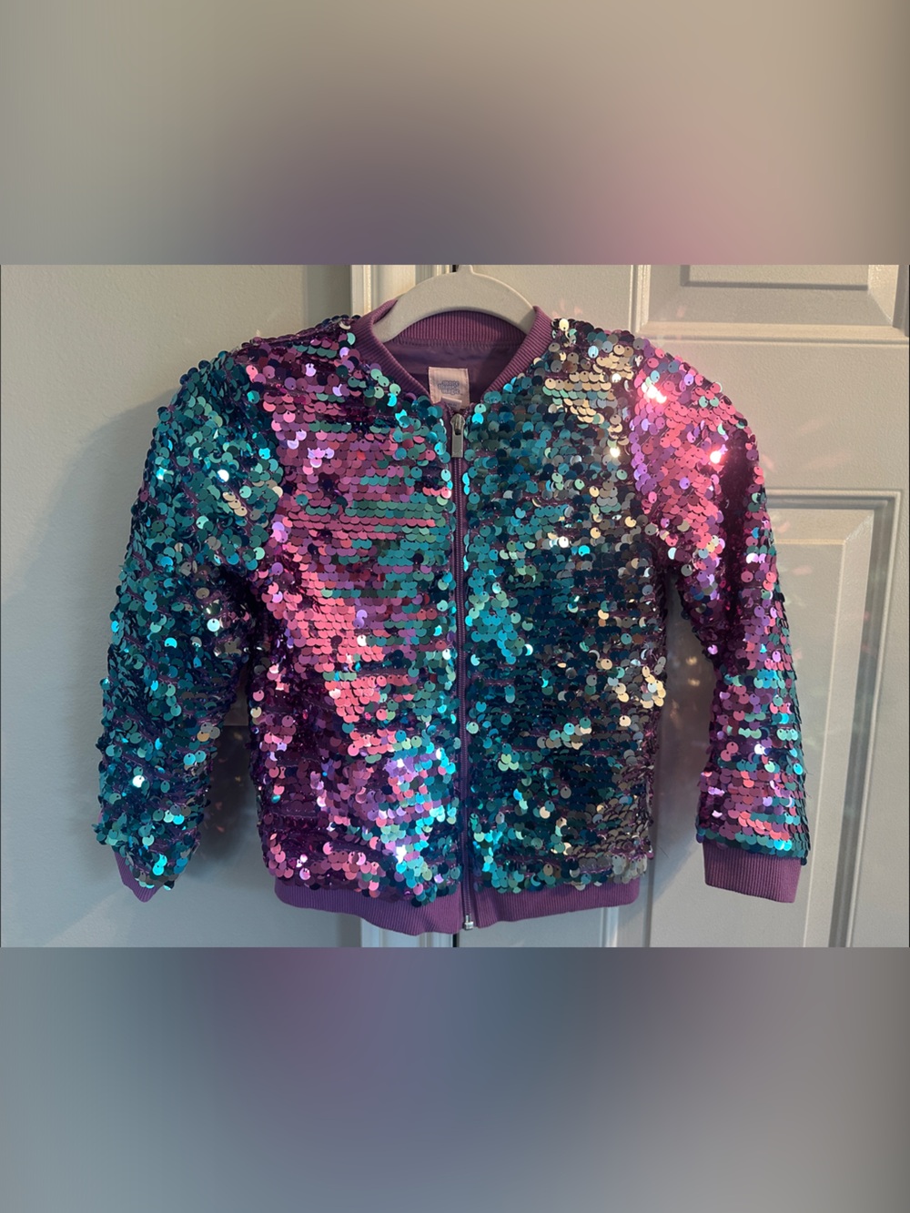 More Than Magic Reversible Sequin Bomber Jacket - Purple & Teal